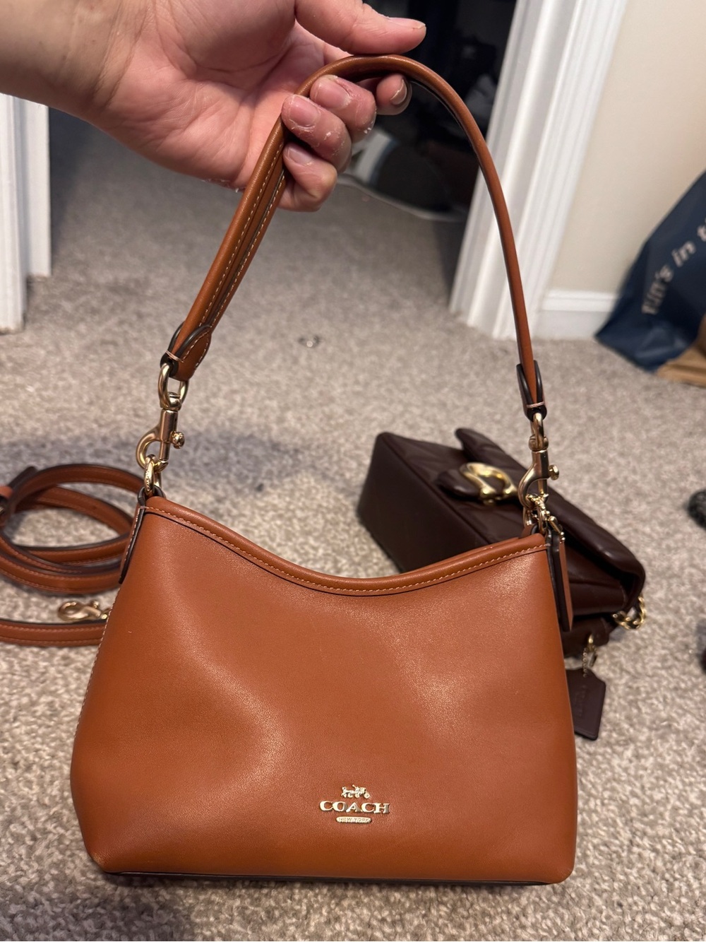 Coach Mini Laurel Shoulder Bag Tan Brown Leather